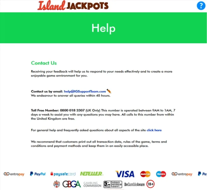 Island Jackpots Webpage
