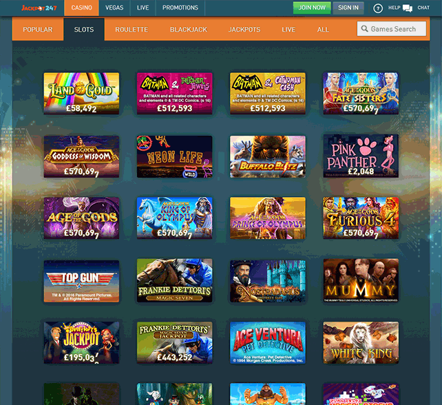Jackpot147 Casino Games Screenshot
