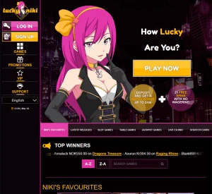Lucky Niki Casino Homepage Screenshot