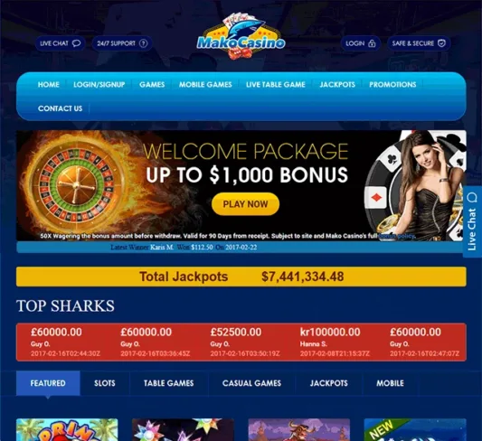 Mako Casino Front Homepage