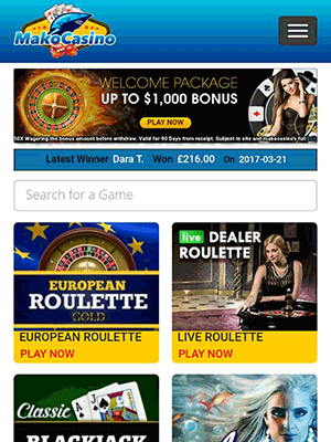 Mako Casino on Mobile