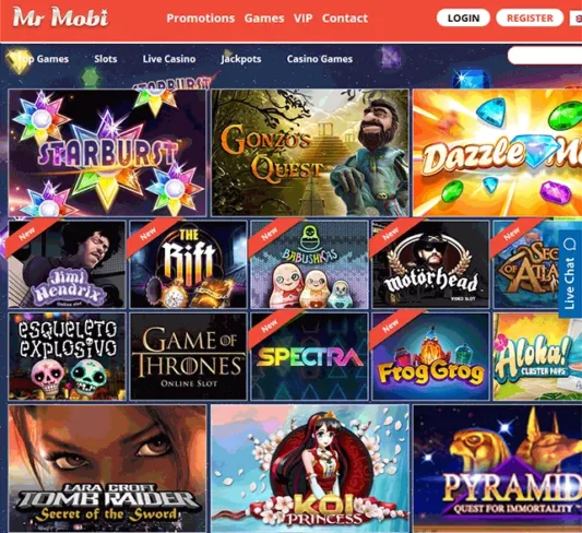 Mr Mobi Casino Games Selection