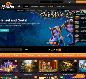 Mr. Win Casino Homepage Screenshot