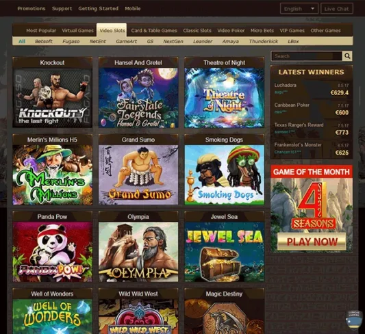 Osiris Casino Games Selection