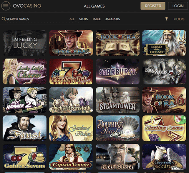 Ovo Casino Games Selection