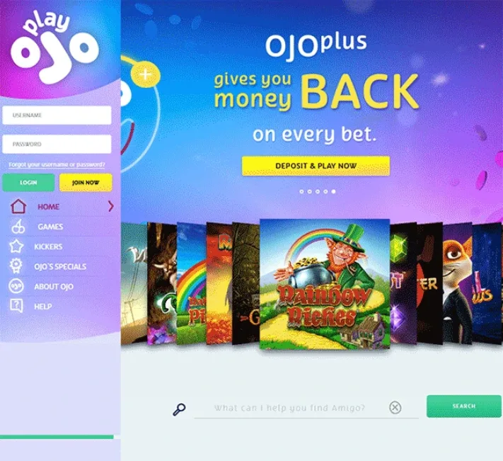 Play Ojo Casino Homepage