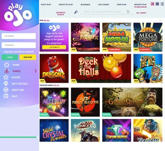 Play Ojo Casino Games