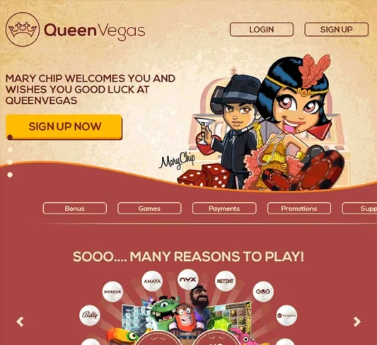 Queen Vegas Casino Front Homepage