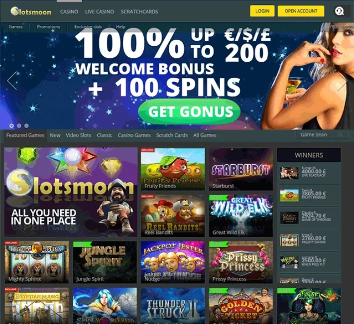 Slots Moon Front Homepage