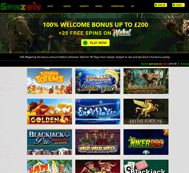 Spinz Win Homepage