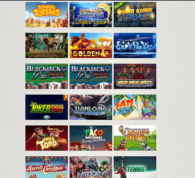 Spinz Win Casino Games Selection