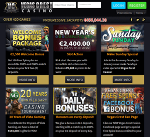 Vegas Crest Casino Promotions Screenshot