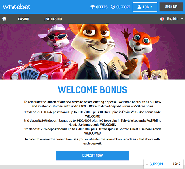 White Bet Casino Welcome Bonus