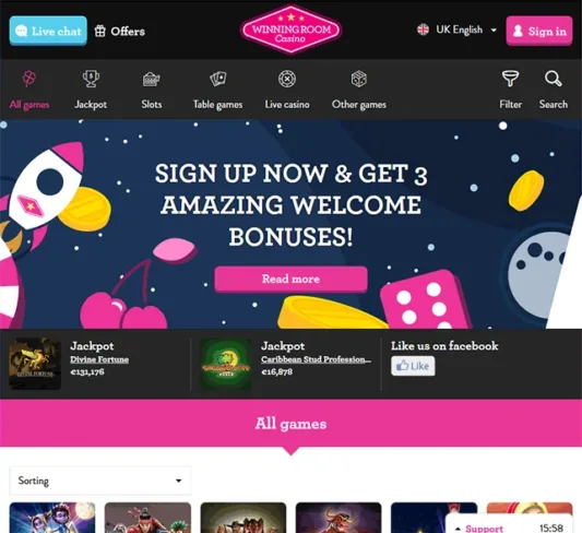 Winning Room Casino Homepage