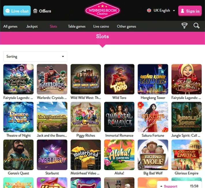 Winning Room Casino Games Selection