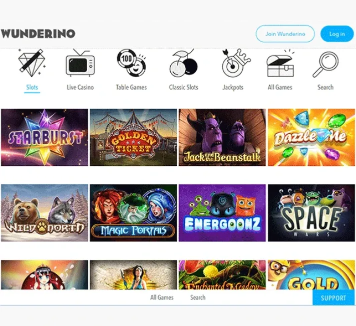 Wunderino Casino Games Selection
