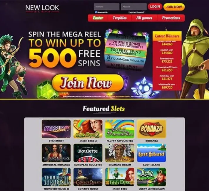 New Look Slots Casino Homepage