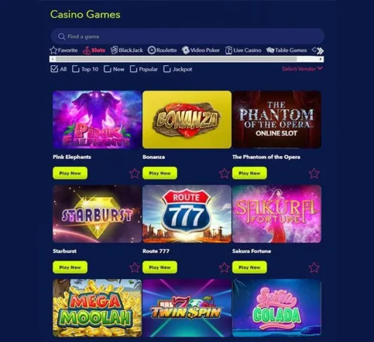 Night Rush Casino Games Selection