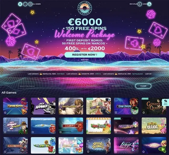 OceanBreeze Casino homepage