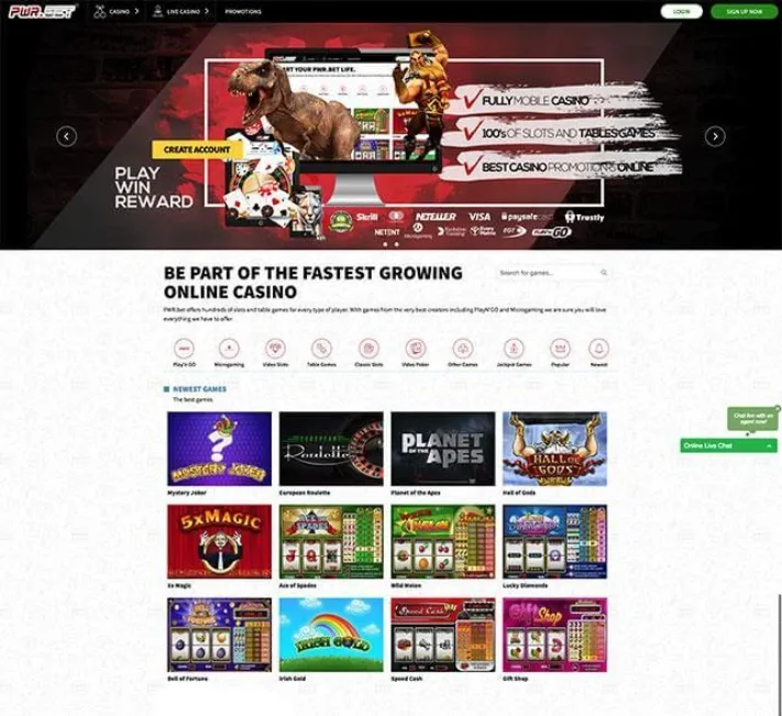 PWR BET Casino Homepage