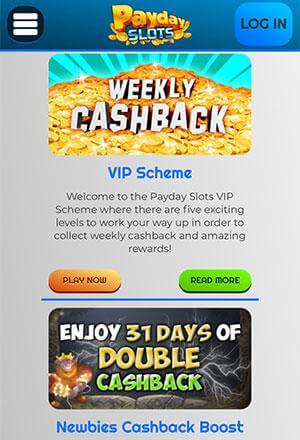 Payday Slots Mobile Screen