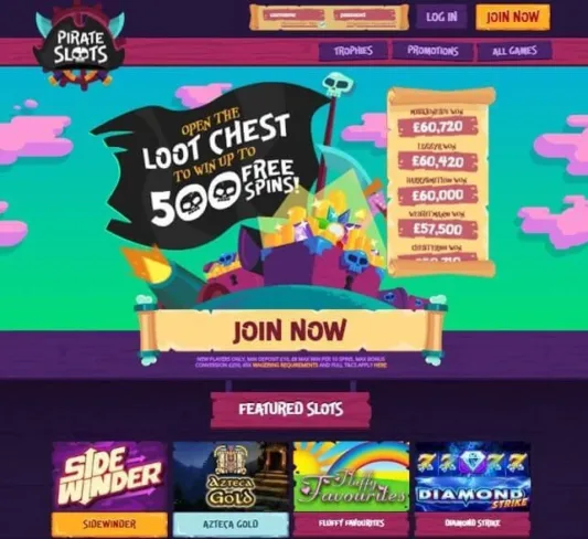 Pirate Spins Casino Homepage Bonus