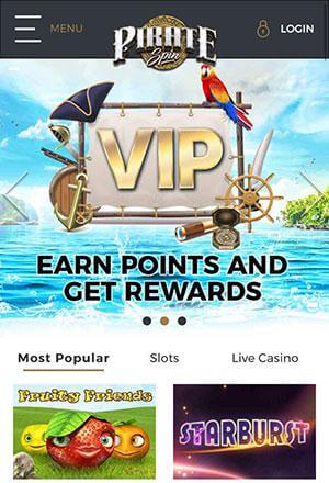 Pirate Spin Mobile Screen