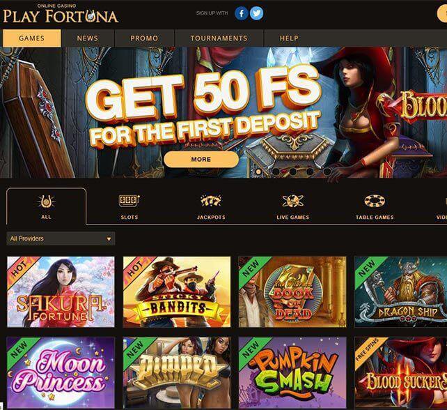 Play Fortuna Casino Homepage Screenshot