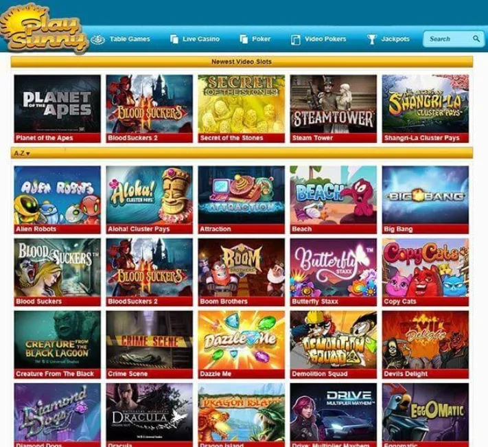 Play Sunny Casino Games Selection