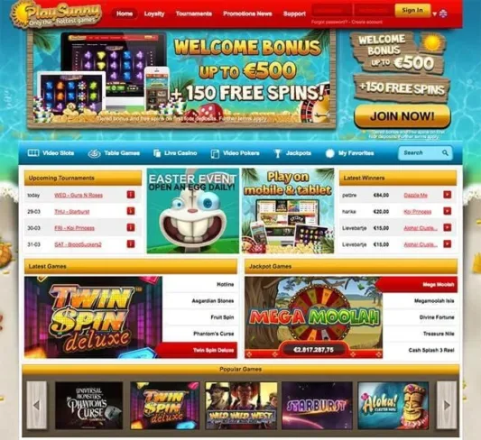 Play Sunny Casino Homepage