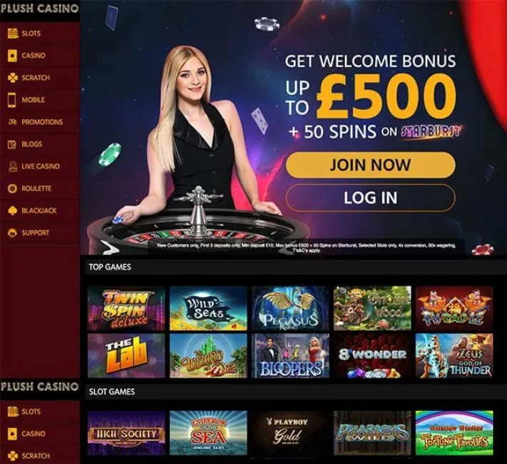 Plush Casino Homepage