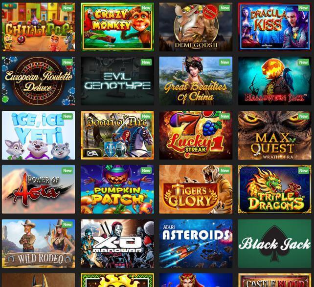 Grid of colourful thumbnail game icons as featured on Poker Nox website.