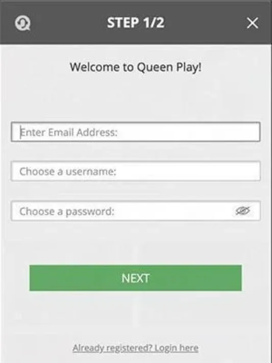 Queen Play mobile registration
