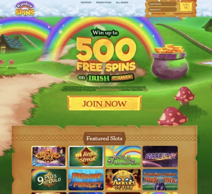Rainbow Spins homepage