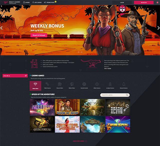 React Casino Homepage