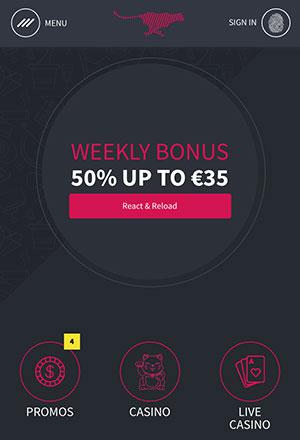 React Casino Mobile Screen