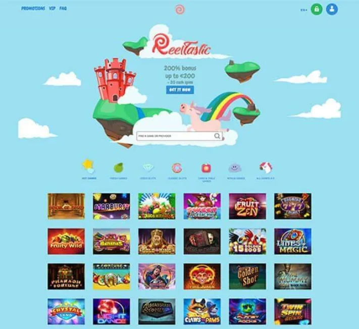 ReelTastic Casino Homepage