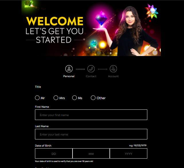 Regals Casino registration page