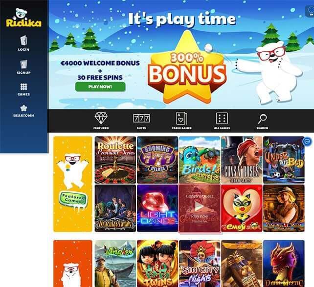 Ridika Casino Homepage