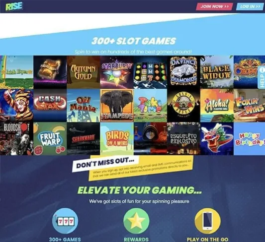 Rise Casino Games Selection