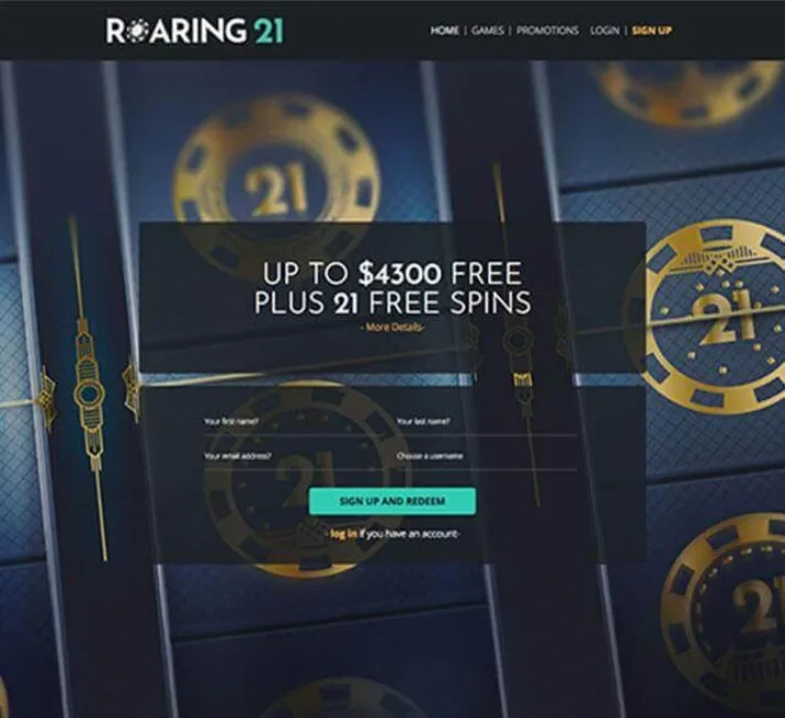 Roaring 21 Casino Homepage