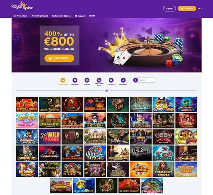 Royal Spinz Casino Homepage