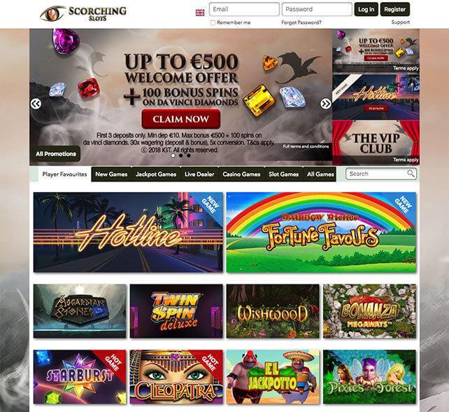 Scorching Slots Casino Homepage