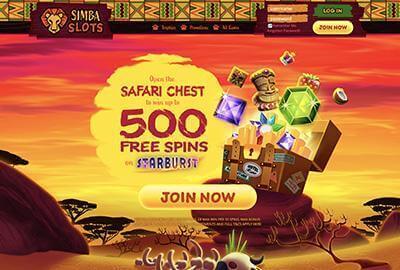 Simba Slots Homepage