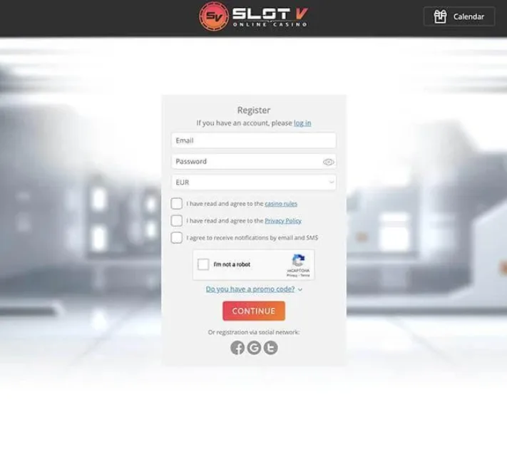 SlotV registration form