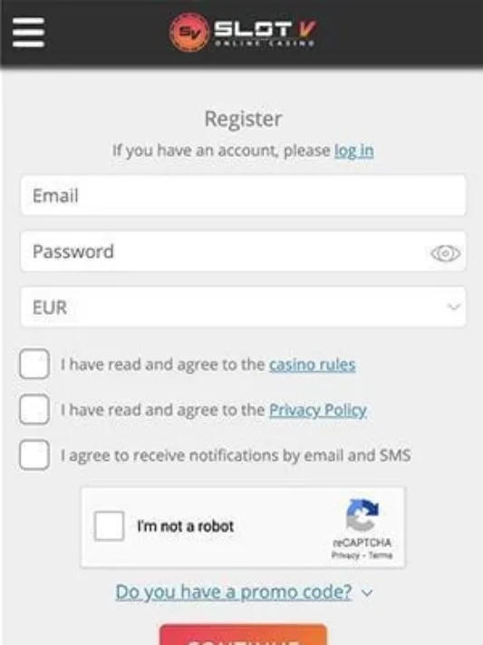 SlotV mobile registration