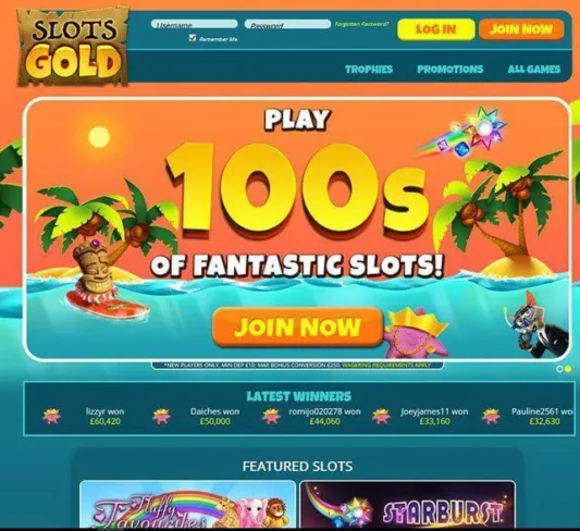 Slots Gold Casino Homepage Front