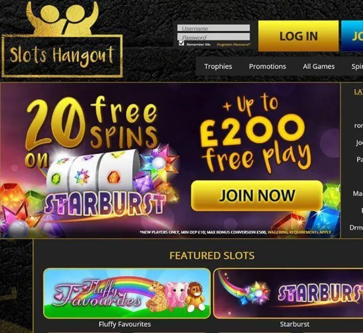 Slots Hangout Casino Homepage
