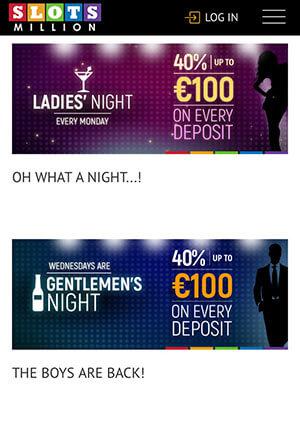 Slots Million Mobile Screen