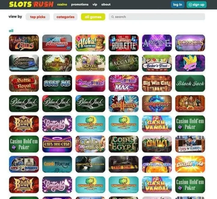 Slots Rush Games Selection